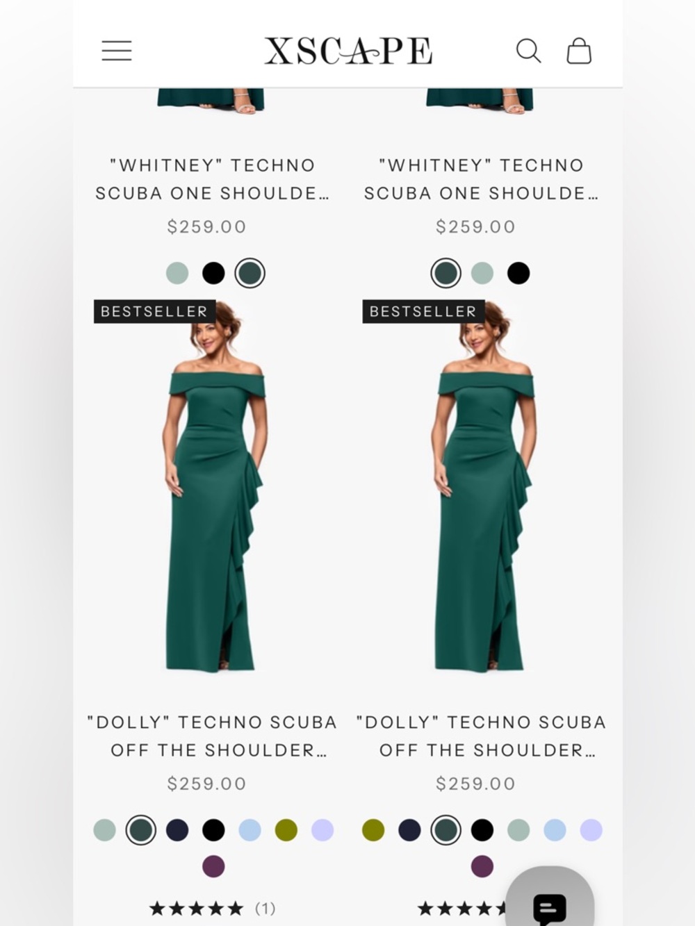 Xscape Off-Shoulder Green Dress - Picture 2 of 6